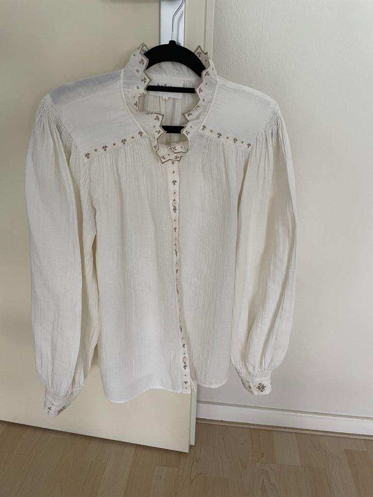 Ba&sh - Ecru kleurige katoenen blouse model Cara maat 3, Maat 38/40 (M), Beige, Ophalen of Verzenden, Zo goed als nieuw