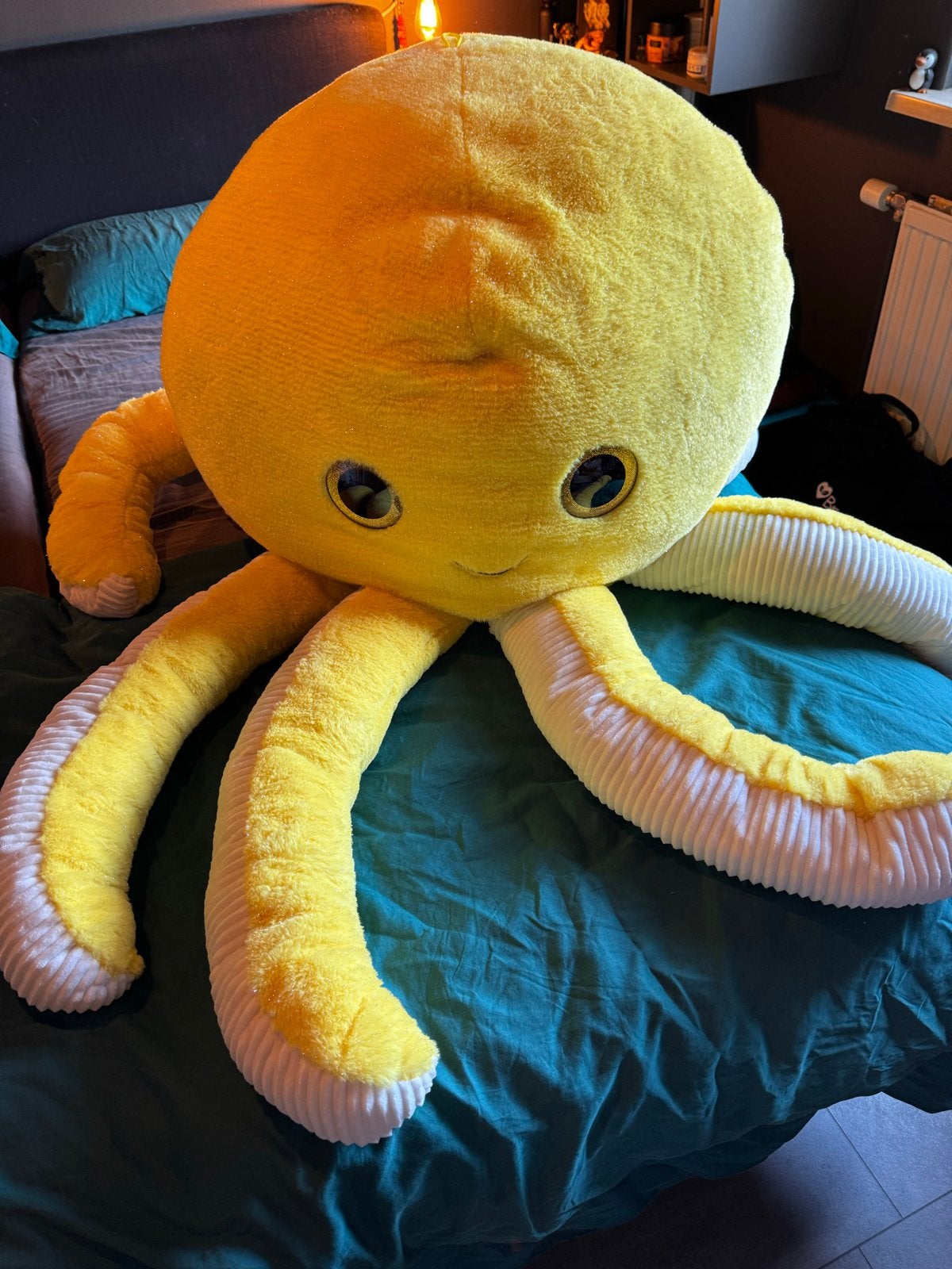XXL gele octopus knuffel - ruim 1,5 meter (Nieuw), Ophalen, Geel, Overige typen, Zo goed als nieuw