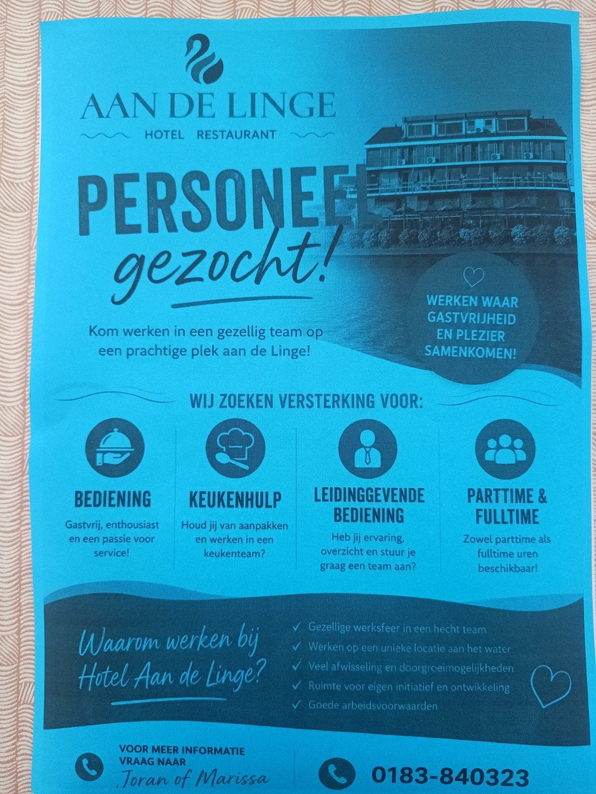 Personeel gezocht in de horeca, Variabele uren, Overige niveaus, Starter, Overige vormen