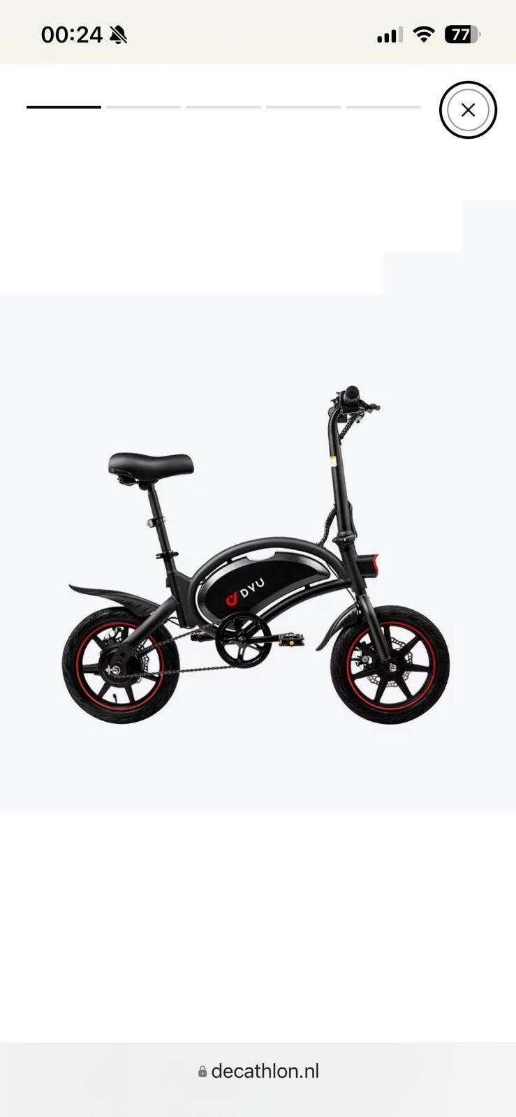 DYU D3F opvouwbare elektrische fiets 14 inch 250W 36V, Ophalen, Zo goed als nieuw, 20 inch of meer, Versnellingen