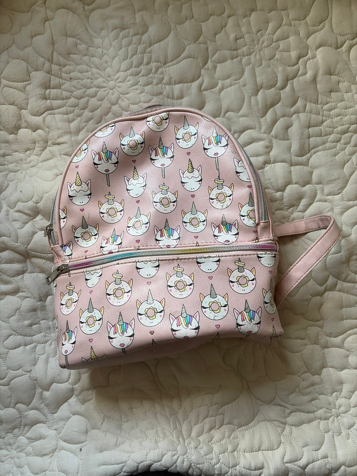 Roze rugzak met eenhoorn- en donutprint, Overige merken, Gebruikt, Minder dan 30 cm, Ophalen of Verzenden