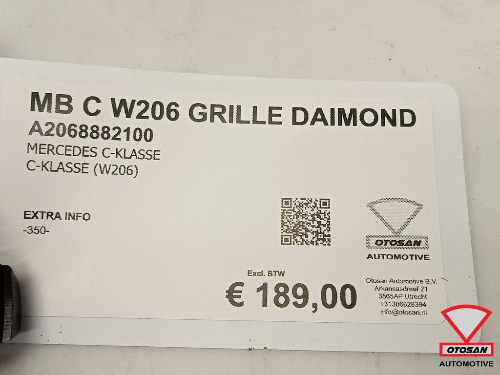 Mercedes C Klasse W206 Grille Daimond A2068882100, Gebruikt, Mercedes-Benz AG, Mercedes-Benz, Ophalen of Verzenden