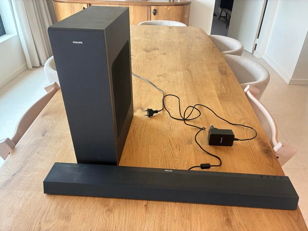 Philips Soundbar TAB6305/10 met draadloze subwoofer, Ophalen, Met externe subwoofer, Zo goed als nieuw