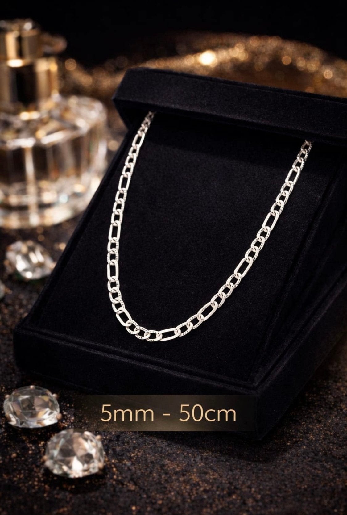 Zilveren Figaro Ketting 925 Luxe & Tijdloos, Ophalen of Verzenden, Zo goed als nieuw, Zwart, Zilver