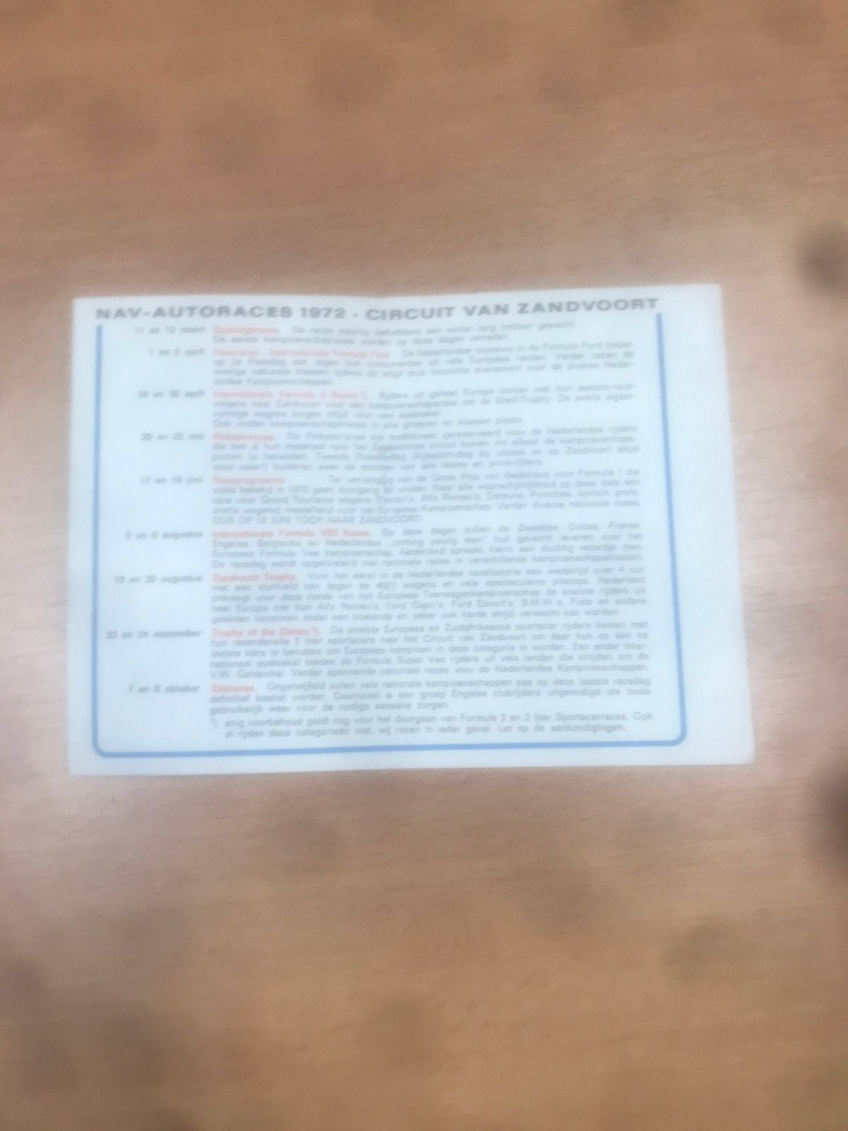 Race kalender 1972 circuit Zandvoort, Tickets en Kaartjes