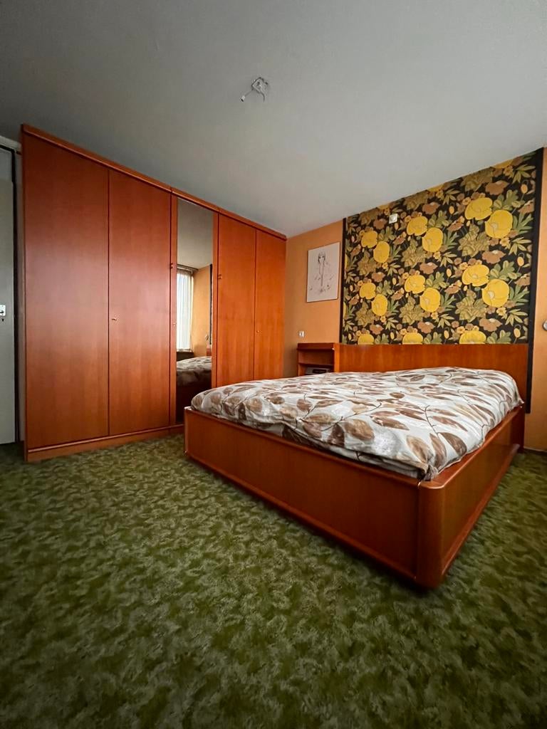NOTEN HOUTEN SLAAPKAMER- BED- KASTJE - KASTENWAND- KAPTAFEL, Huis en Inrichting, Ophalen, Zo goed als nieuw, Tweepersoons, NOTEN HOUT