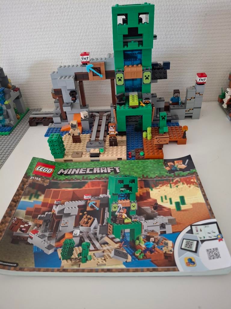 Lego Minecraft 21155 Creeper mine compleet n boekje, Minecraft, Lego, Ophalen of Verzenden, Zo goed als nieuw