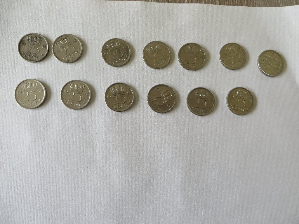 25 Cent Kwartje 1948 Koningin Wilhelmina 13 stuks, Ophalen of Verzenden, Koningin Wilhelmina, 25 cent, Losse munt