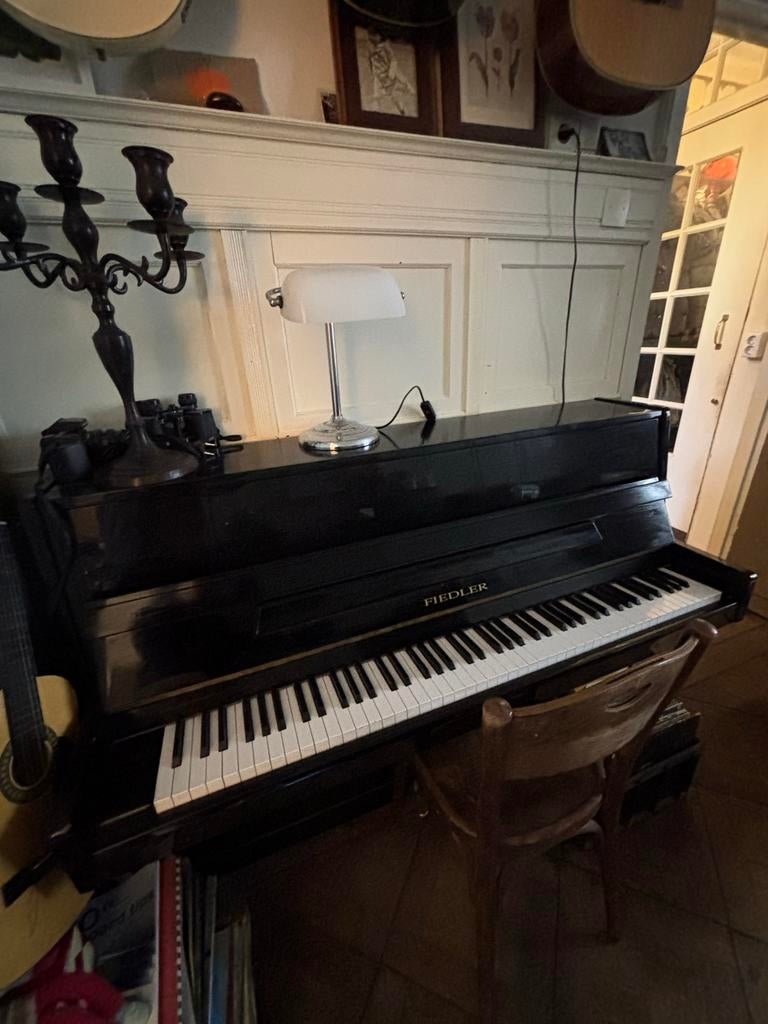 Fiedler piano, zwart gepolitoerd - Zeer nette staat, Ophalen, Zwart, Zo goed als nieuw, Piano