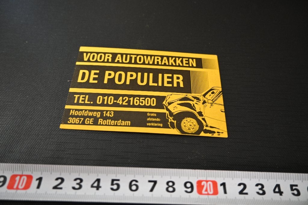 sticker rotterdam voor autowrakken DE POPULIER hoofdweg 143*, Ophalen of Verzenden, Zo goed als nieuw