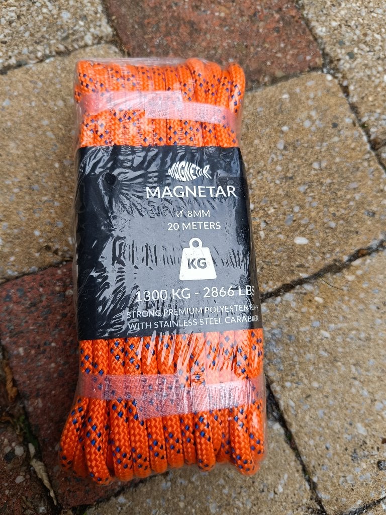 Magnetar 20 meter magneetvistouw van 8 mm dik kleur oranje