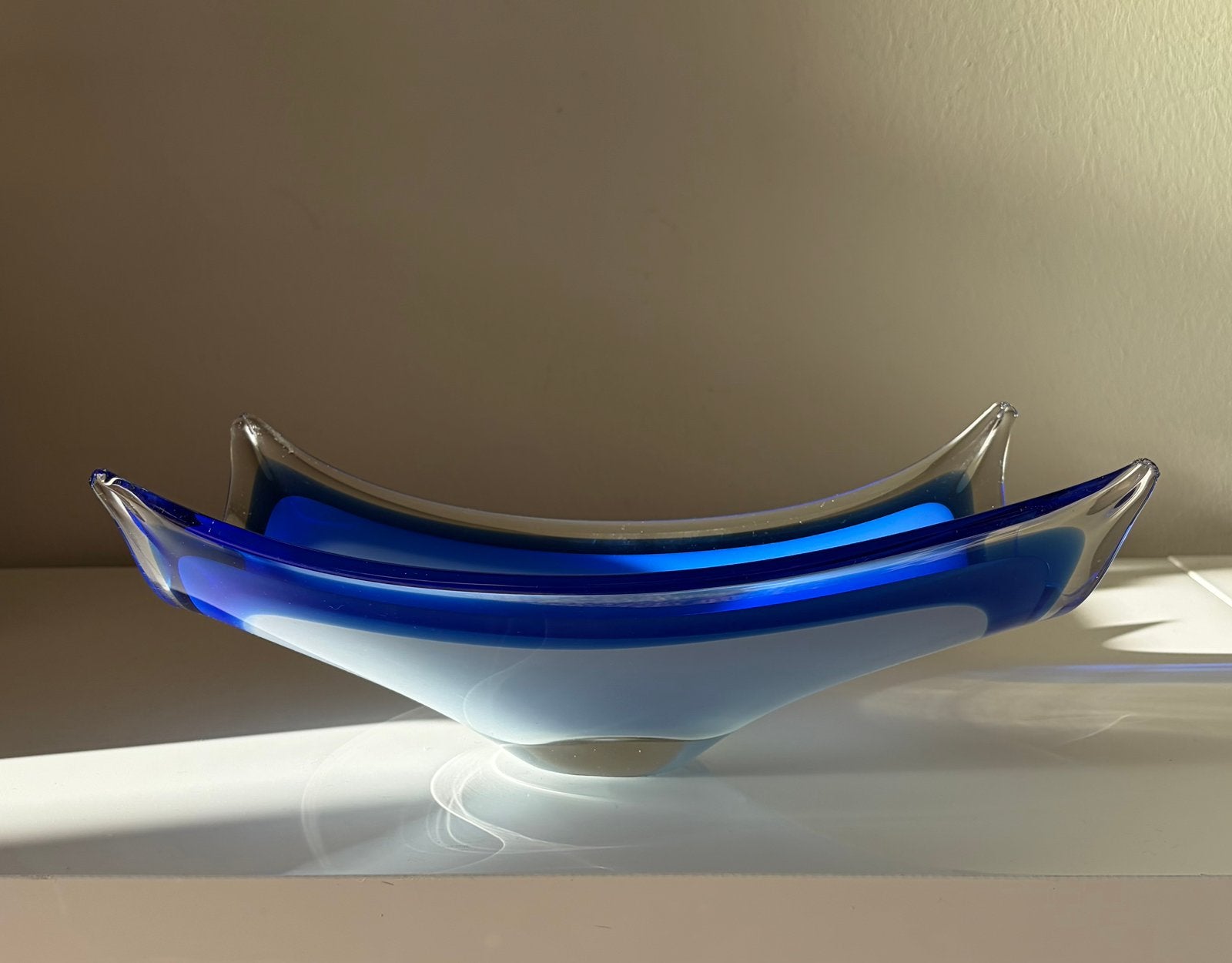 Glazen blauwe schaal, jaren 1950, Ophalen of Verzenden