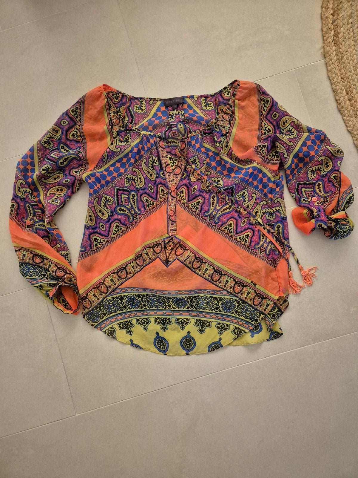 Hale Bob blouse met paisley print en kwastjes, Maat 38/40 (M), Meerkleurig, Ophalen of Verzenden, Zo goed als nieuw