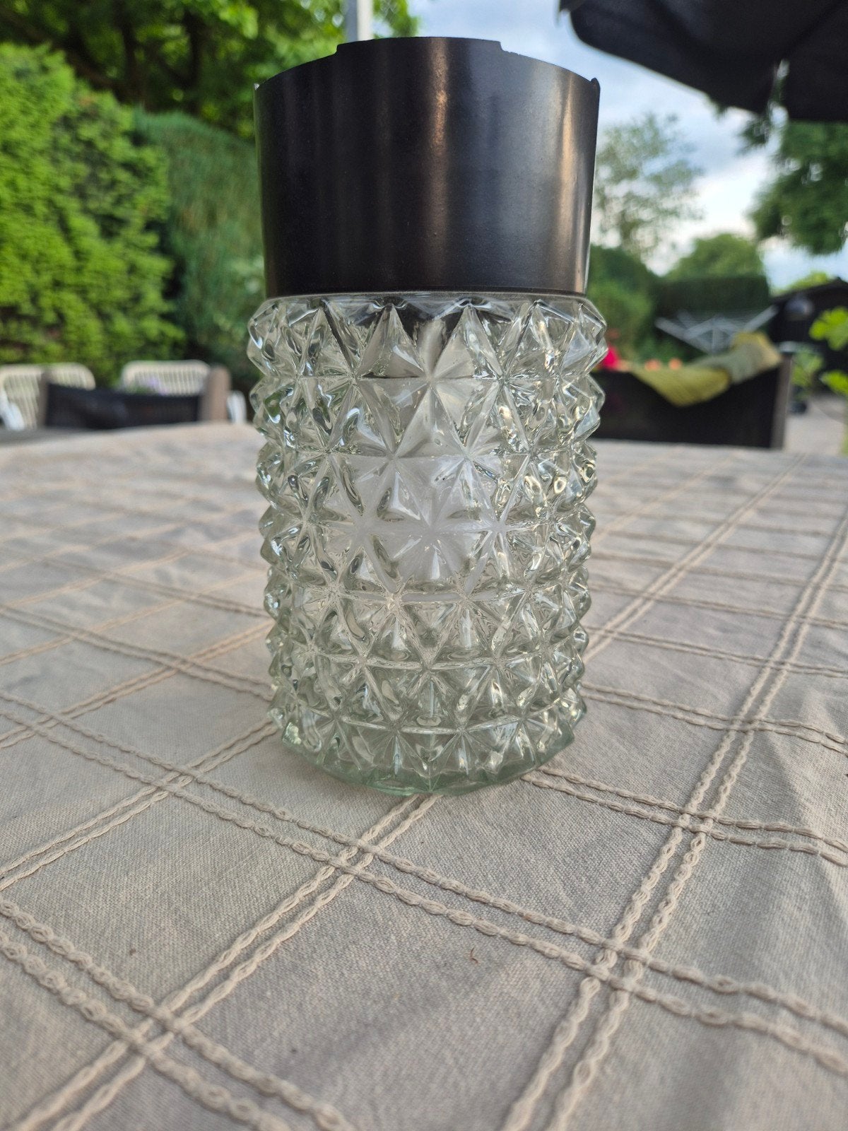 Vintage glazen plafondlamp., Ophalen of Verzenden