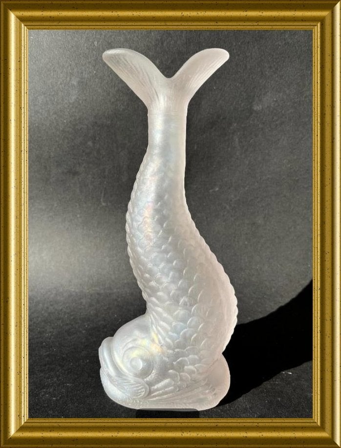 Aparte glazen vis, iriserend mangaanglas, karaf, Ophalen of Verzenden