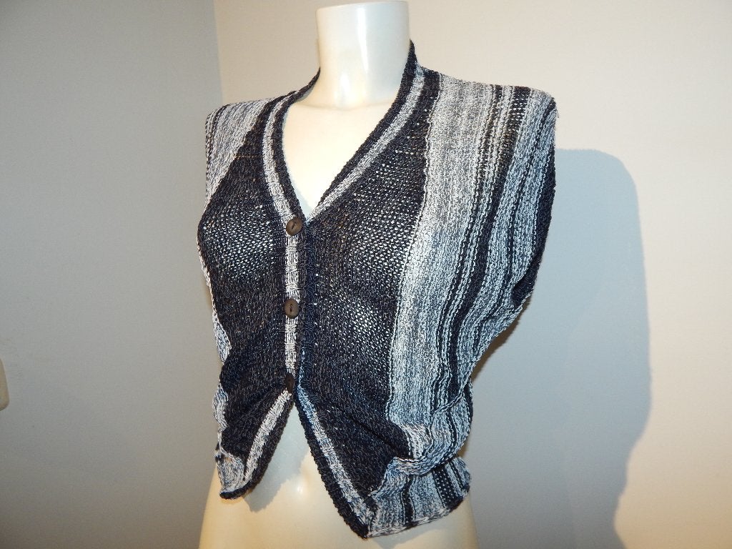 Sarah Pacini gebreid vestje zwart grijs van kleur one size, Kleding | Dames, Sarah Pacini, Maat 42/44 (L), Zo goed als nieuw, Meerkleurig