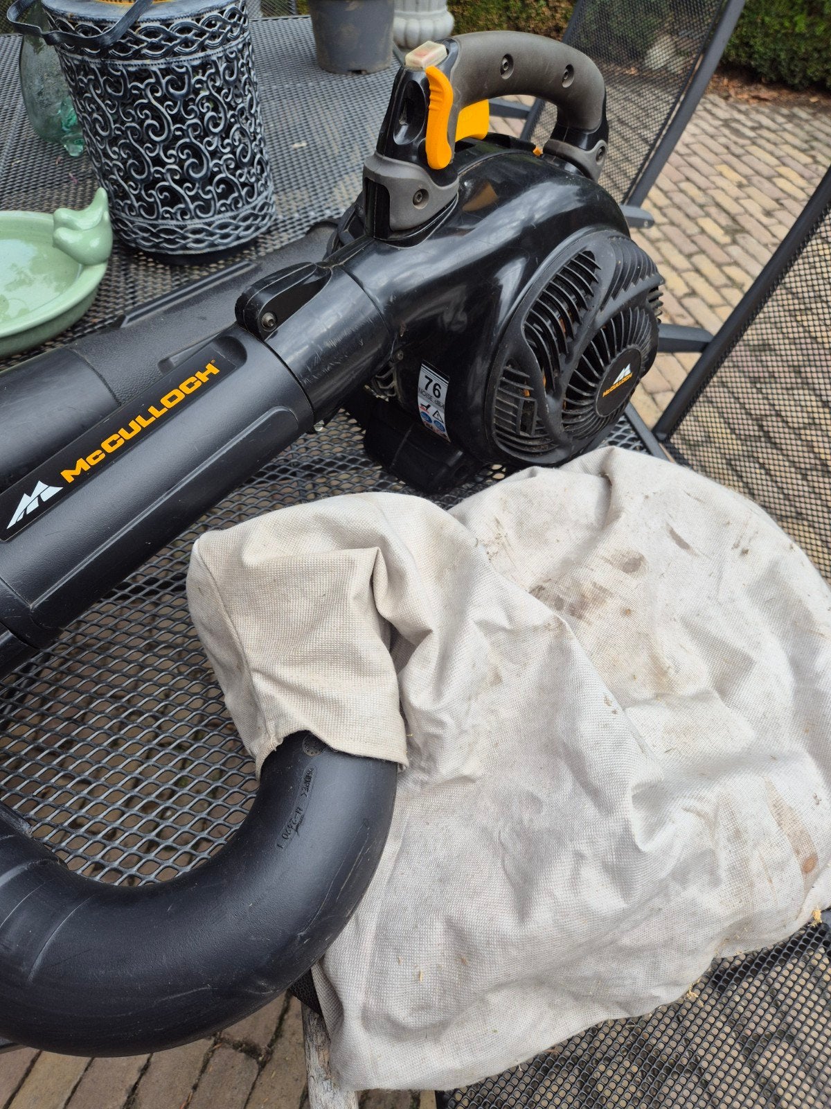 McCulloch Benzine Bladblazer en Zuiger met Opvangzak, Ophalen, Benzine, Gebruikt, Met opvangzak
