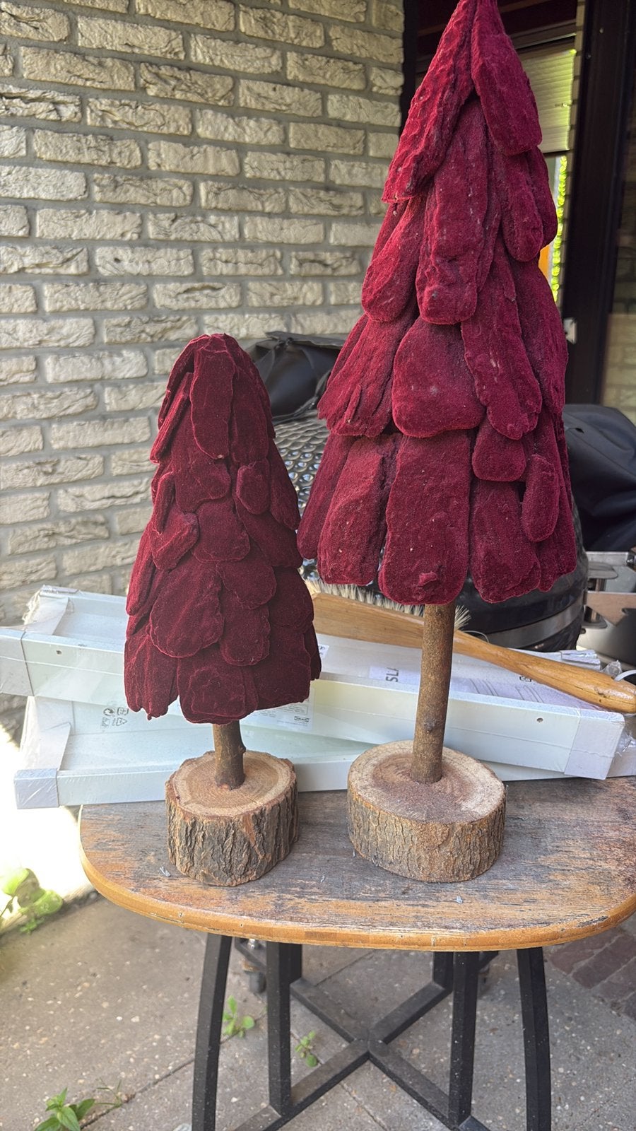 2 velour finish x-mas tree 45cm, 30cm, Diversen, Ophalen, Zo goed als nieuw