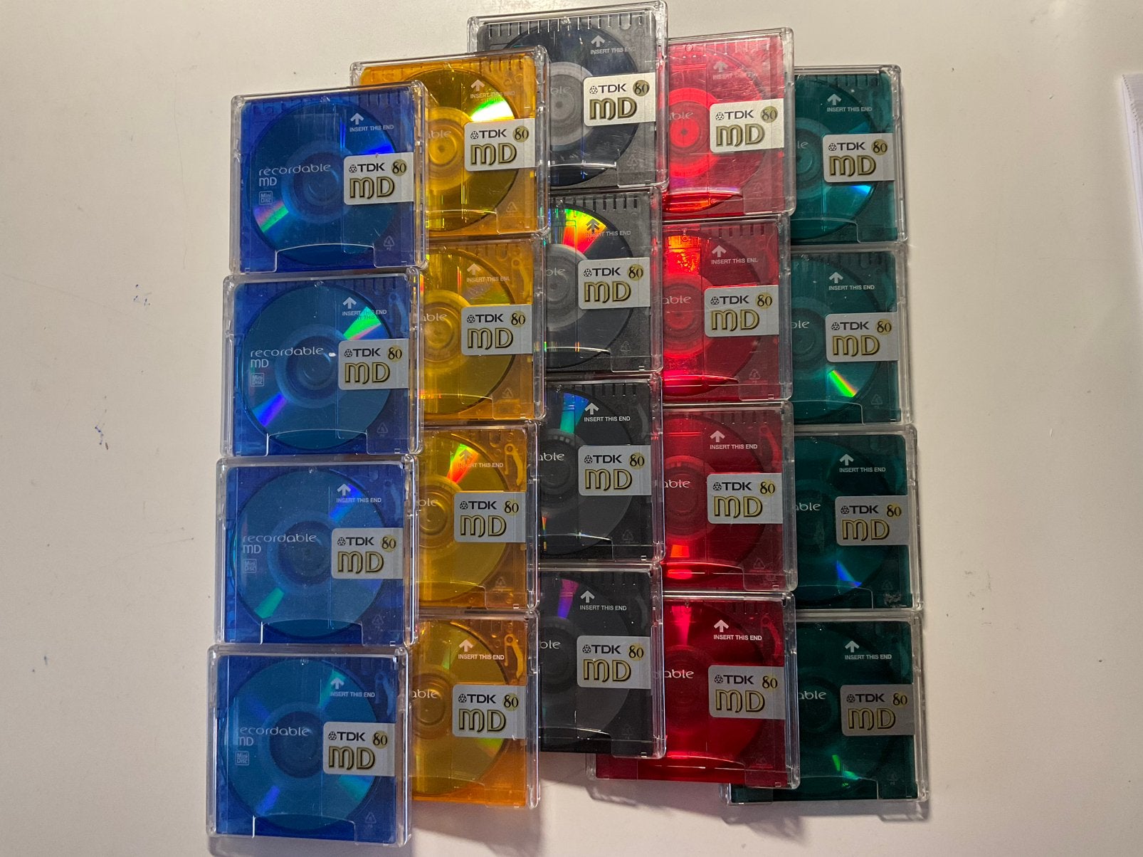 Minidisc’s.  TDK COLOR COLECTION  20X als nieuw.  80 minuten, Ophalen of Verzenden
