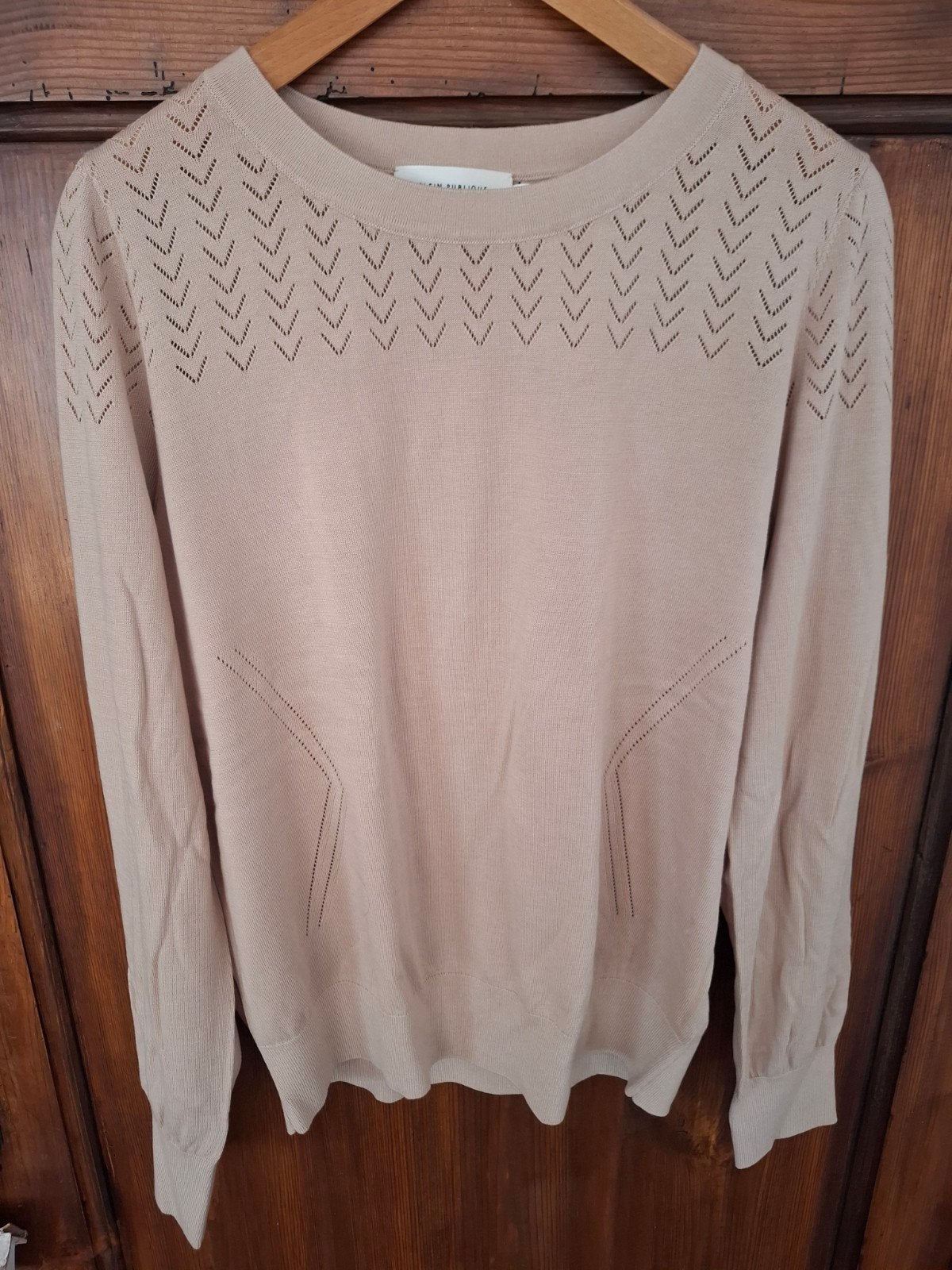 Plein Publique zomertrui met opengewerkt patroon - Maat XL, Kleding | Dames, Truien en Vesten, Verzenden, Beige, Maat 46/48 (XL) of groter