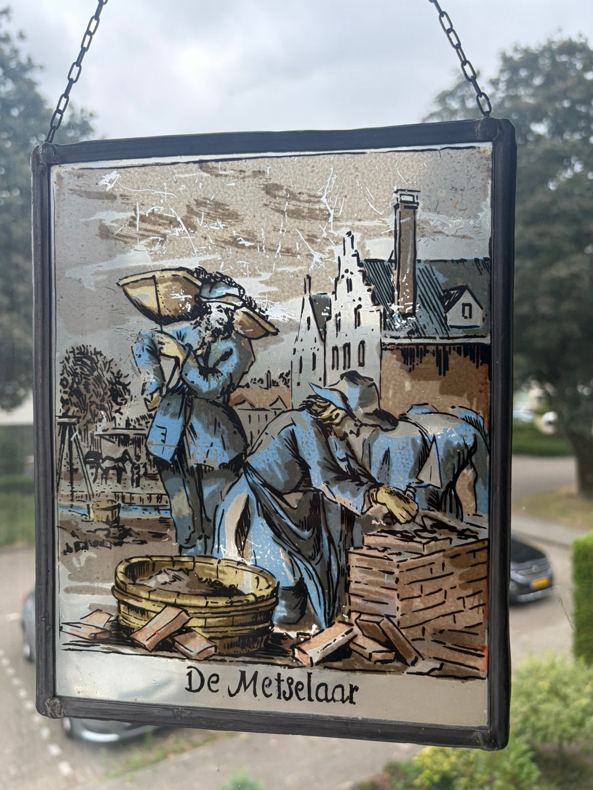 Oude glas in lood: De Metselaar, Antiek en Kunst, Antiek | Glas en Kristal, Ophalen
