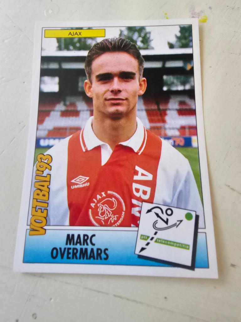 Panini Voetbal '93 Plaatje Marc Overmars Ajax, Ophalen of Verzenden