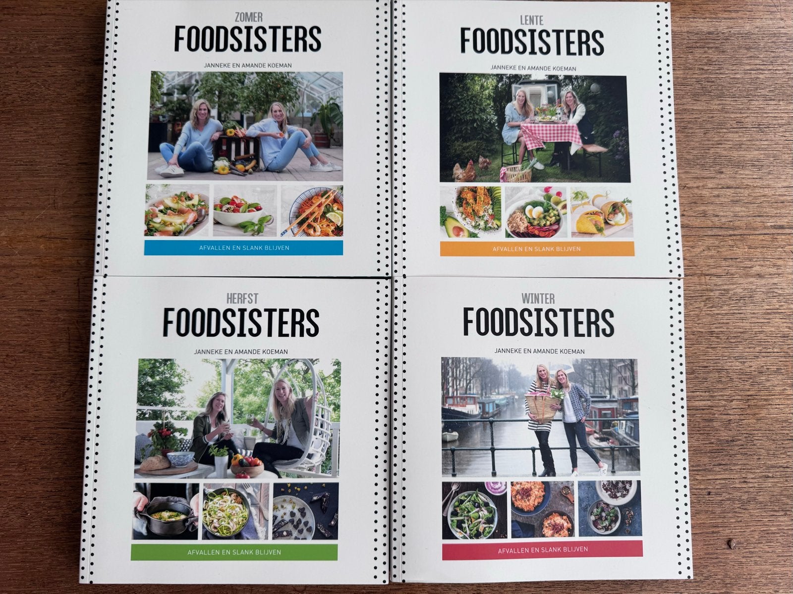 FoodSisters kookboeken: Zomer, Lente, Herfst, Winter & BBQ, Voorgerechten en Soepen, Ophalen of Verzenden, Zo goed als nieuw, Gezond koken