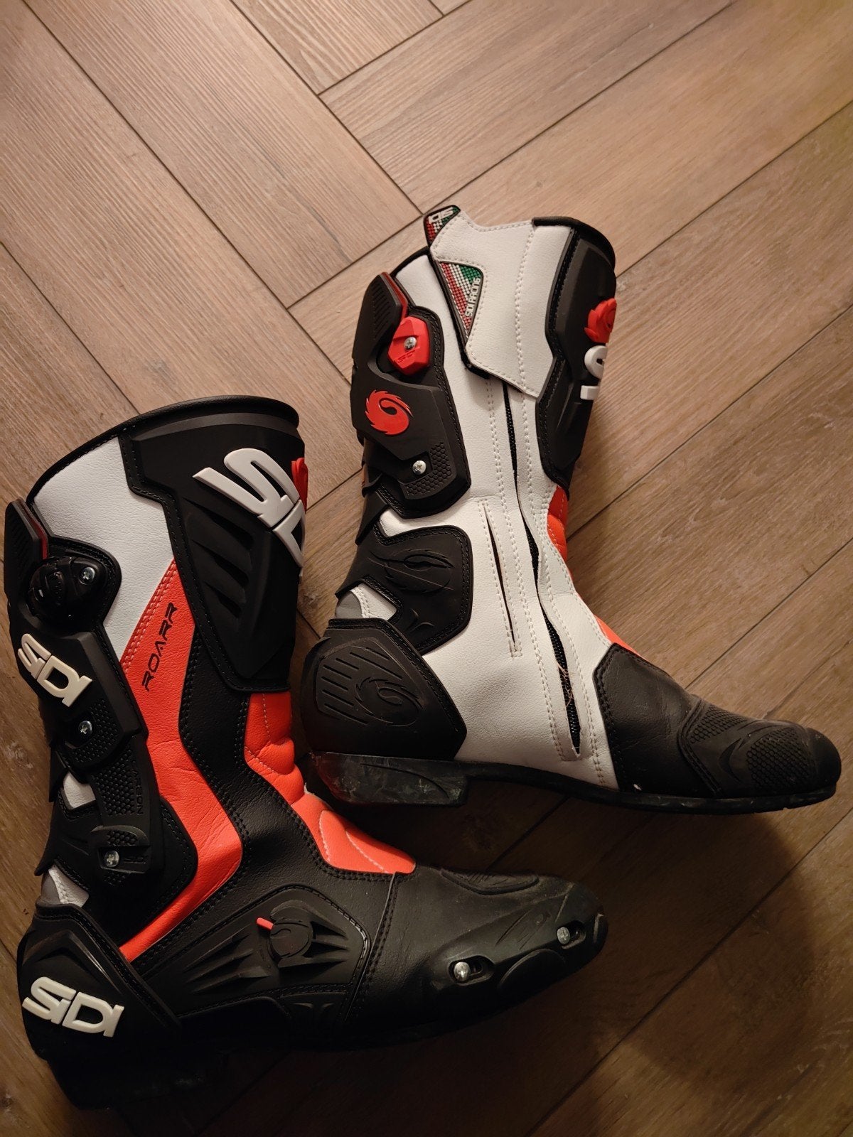 Sidi Roarr Motorlaarzen 43 - Zwart/Wit/Rood, Motoren, Heren, Ophalen of Verzenden, Laarzen, Tweedehands