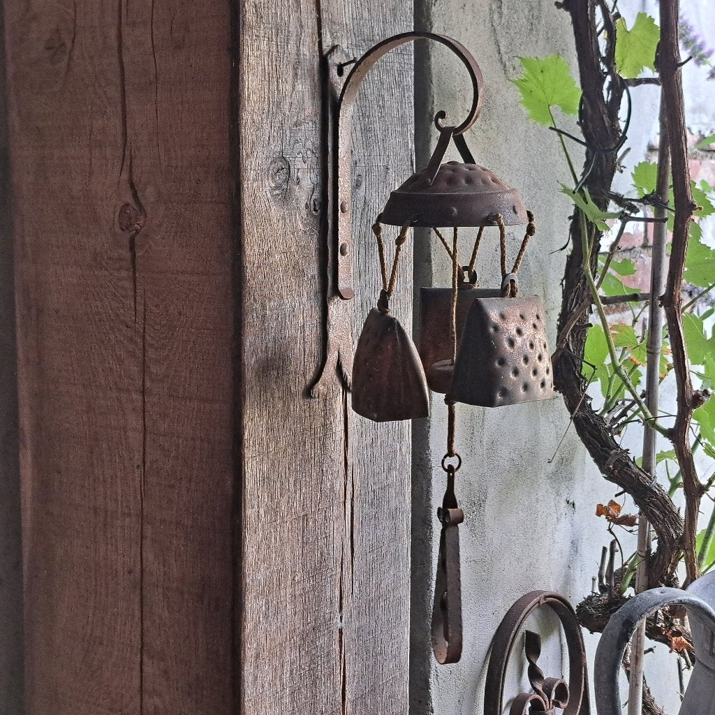 Brocante koperen windgong aan muurhaak *Etage3*, Gebruikt, ., Ophalen of Verzenden, .