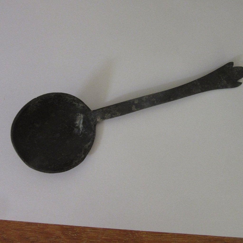 Tinnen lepel, steel 3-lobbig, Antiek en Kunst, Antiek | Tin, Ophalen of Verzenden