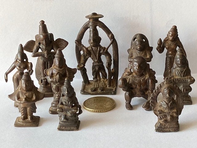 bronzen hindoeistische goden tempelbeeldjes, Antiek en Kunst, Ophalen of Verzenden