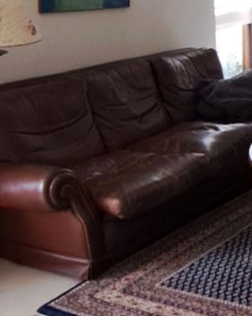 Vintage leren bankstel, Huis en Inrichting, Ophalen, Gebruikt, Bank, Vintage