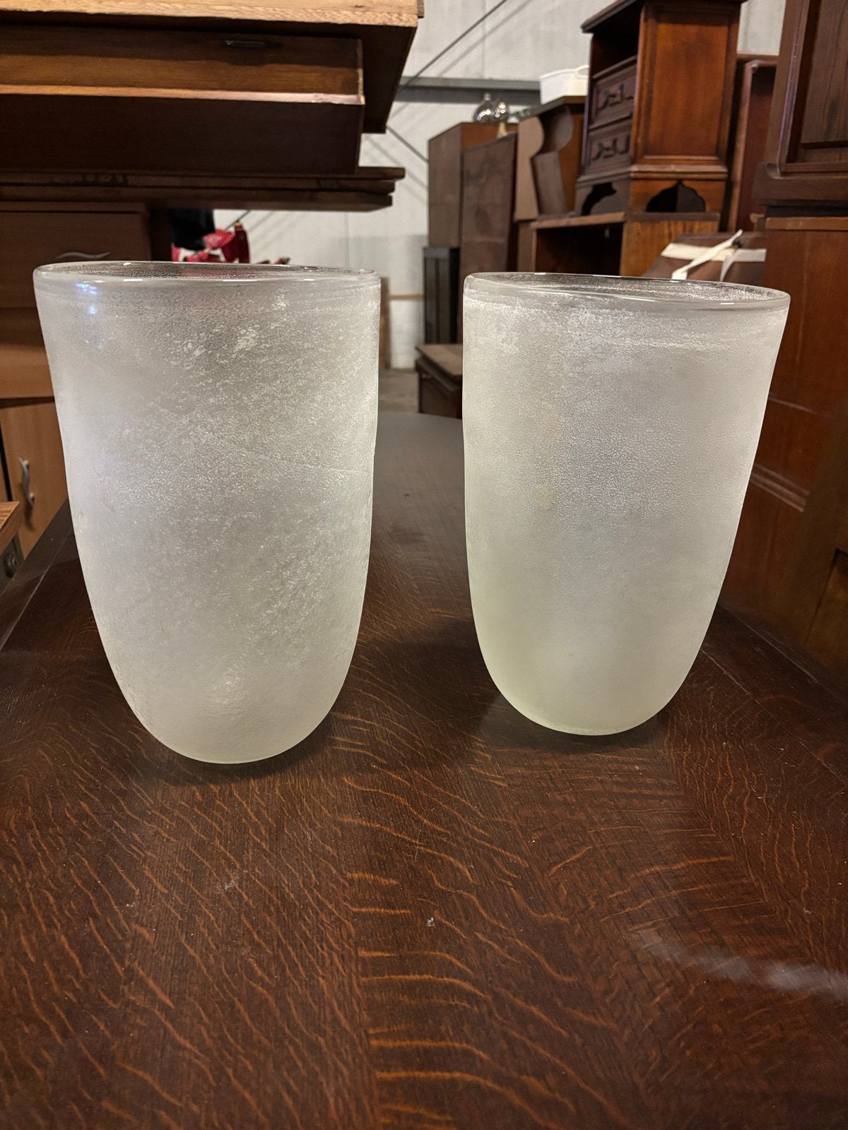 Set van 2 grote Pols Potten Frosted Glazen Vazen, Ophalen of Verzenden