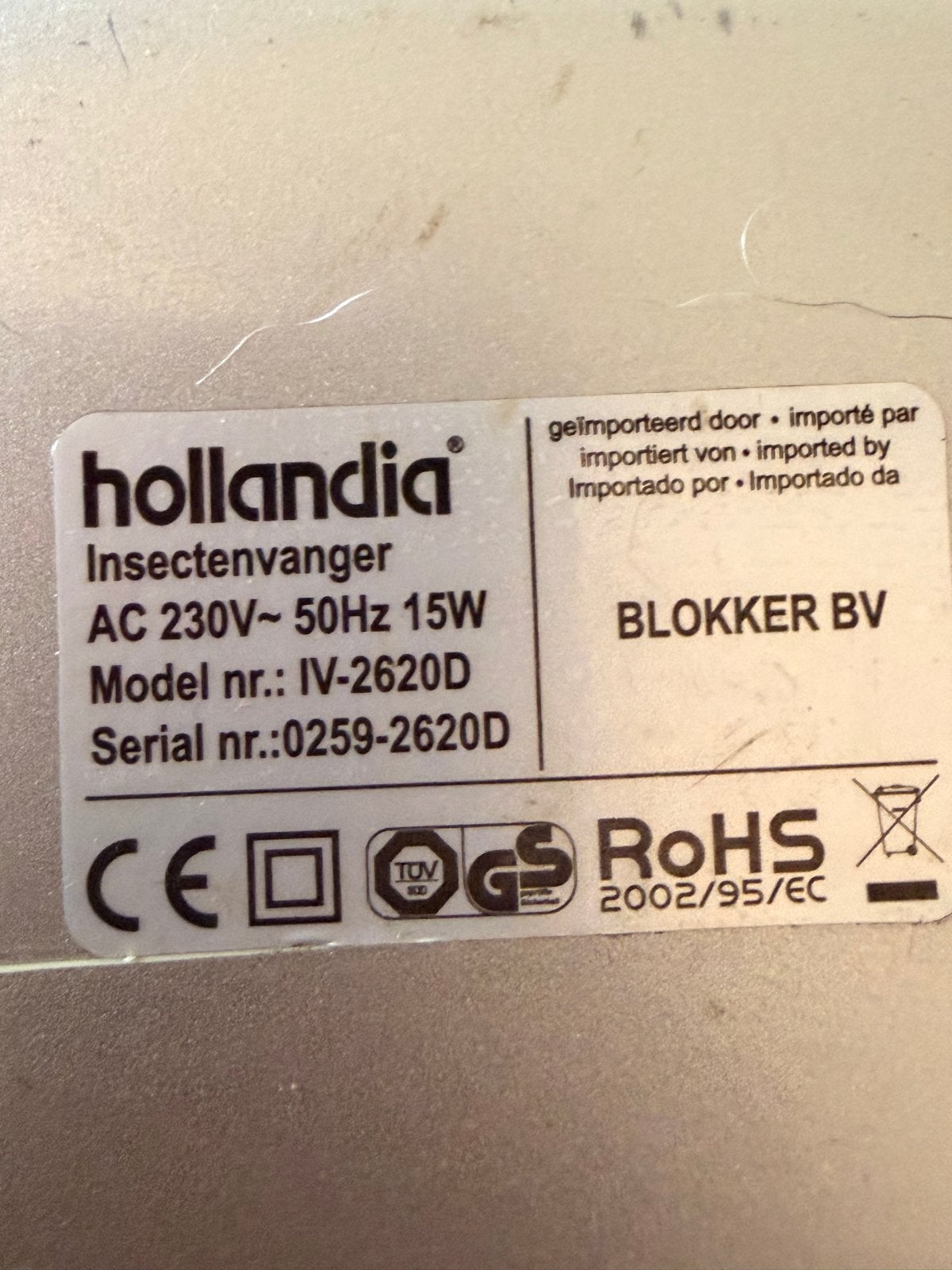Hollandia Insectenvanger IV-2620D - Effectieve Vliegenlamp, Ophalen of Verzenden, Gebruikt