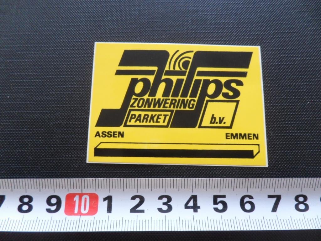 sticker Assen Emmen PHILIPS zonwering parket bv *, Verzamelen, Stickers, Ophalen, Zo goed als nieuw
