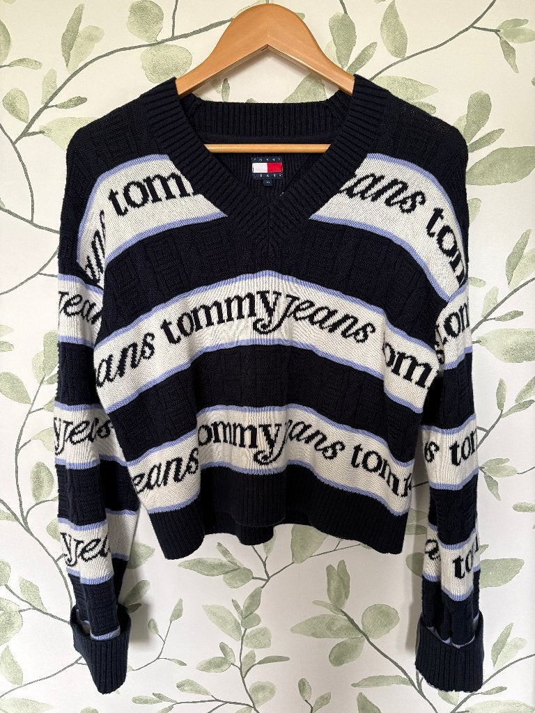Tommy Jeans blauw wit gestreepte trui medium, Maat 38/40 (M), Blauw, Nieuw, Ophalen of Verzenden