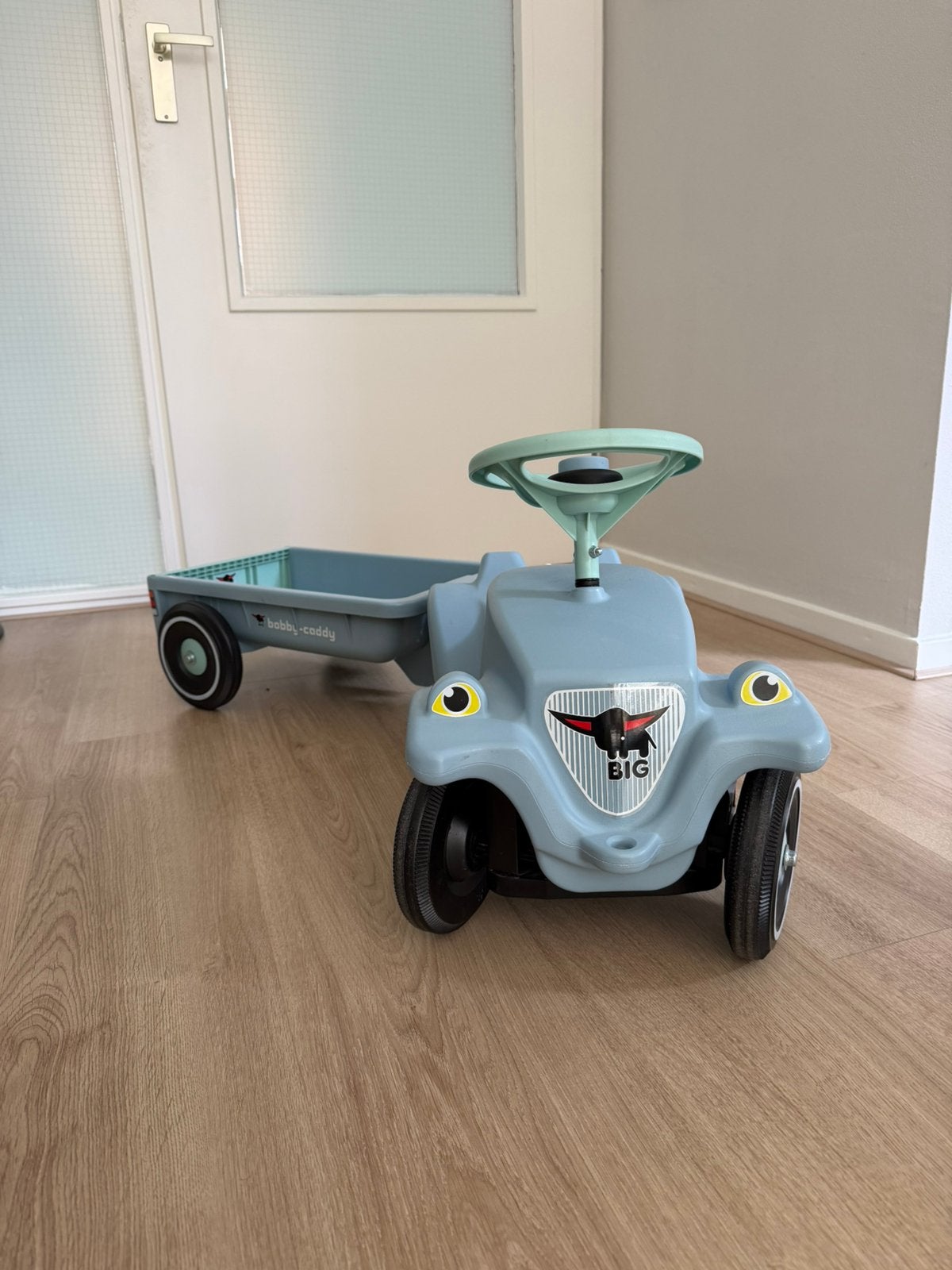 Bobby car lichtblauw met trailer, Ophalen of Verzenden, Zo goed als nieuw