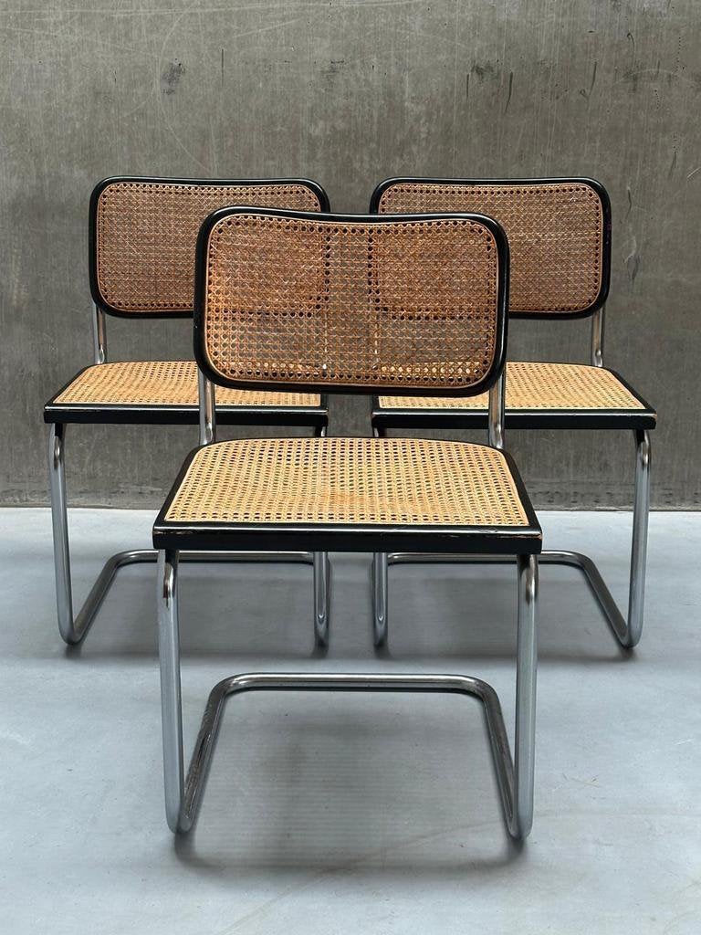3 Vintage Cesca Stoelen, Marcel Breuer - Italy, Ophalen