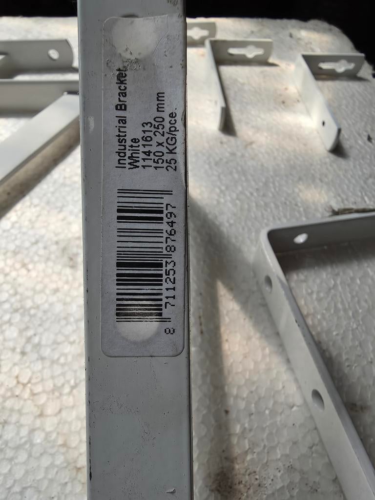 Witte gordijn rails beugels 150x250mm - 25KG/stuk, Ophalen, Gebruikt