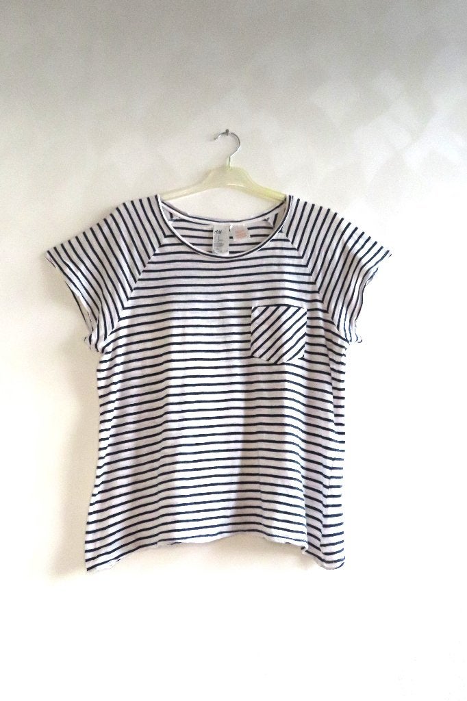 Gestreept T-shirt Wit Blauw H&M mt M (W05), Kleding | Dames, Maat 38/40 (M), H&M, Wit, Ophalen of Verzenden