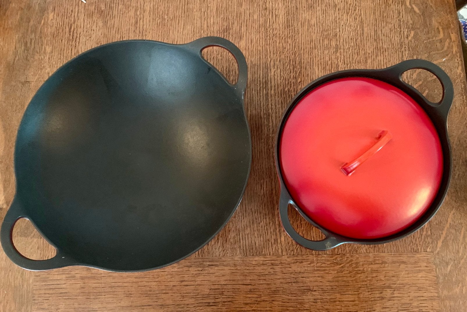 Gietijzeren set, Huis en Inrichting, Keuken | Potten en Pannen, Ophalen, Zo goed als nieuw, Gietijzer, Koekenpan of Braadpan