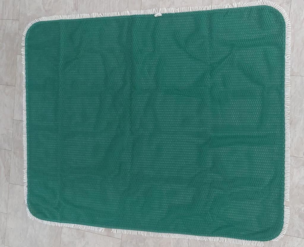 Groen tafelkleed met witte franjes voor buiten., Ophalen of Verzenden, Rechthoekig, Groen, 100 tot 150 cm