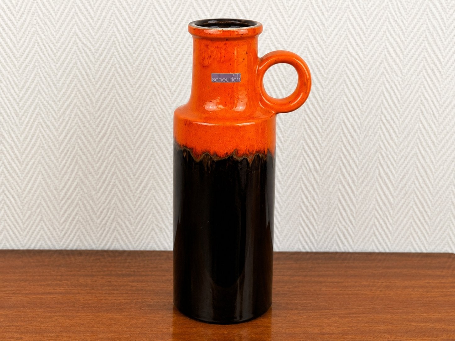 Vintage Scheurich vaas 401-28, oranje en zwart, Ophalen