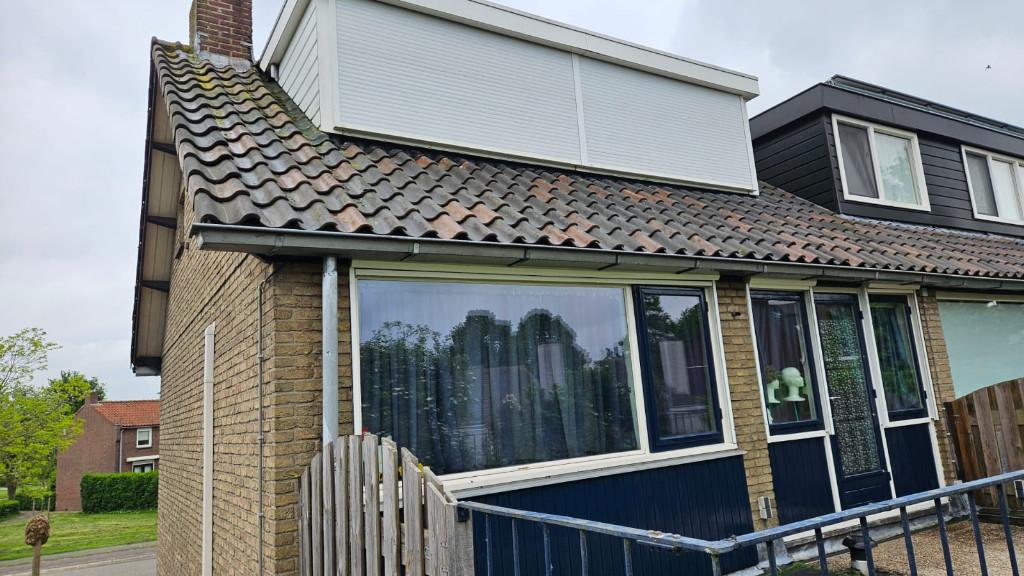 3 elektrische screens met blauw doek, Tuin en Terras, Zonneschermen, Zo goed als nieuw, Screen, Minder dan 150 cm, 250 cm tot 450 cm