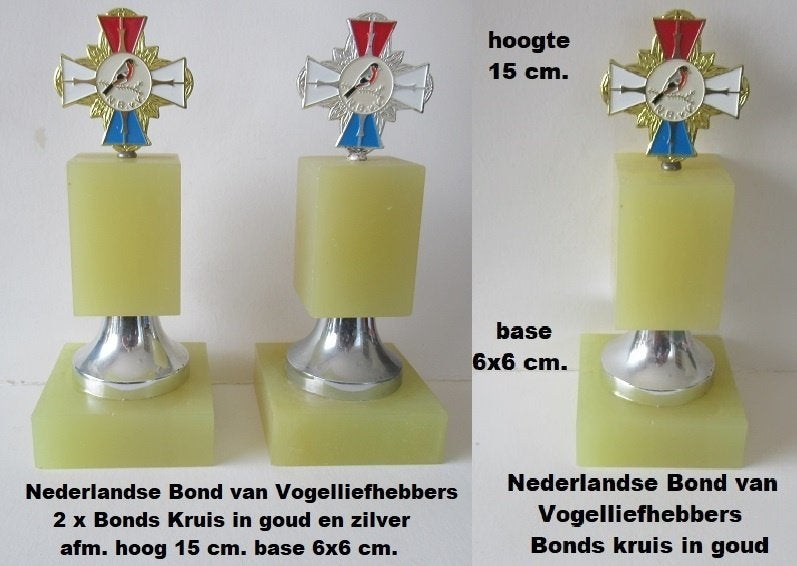 Nederlandse bond van Vogelliefhebbers, 3 X grote bondskruis, Ophalen of Verzenden, Zo goed als nieuw, Vogel, Overige typen