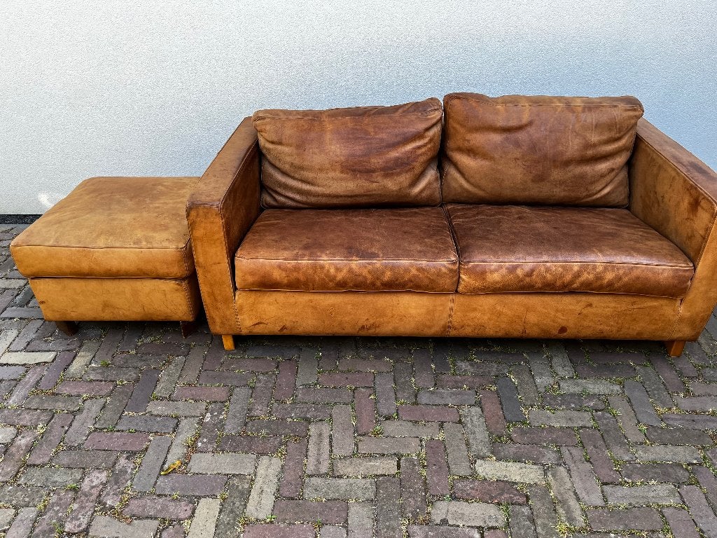 Leren bank, Ophalen, Gebruikt, 150 tot 200 cm, Tweepersoons