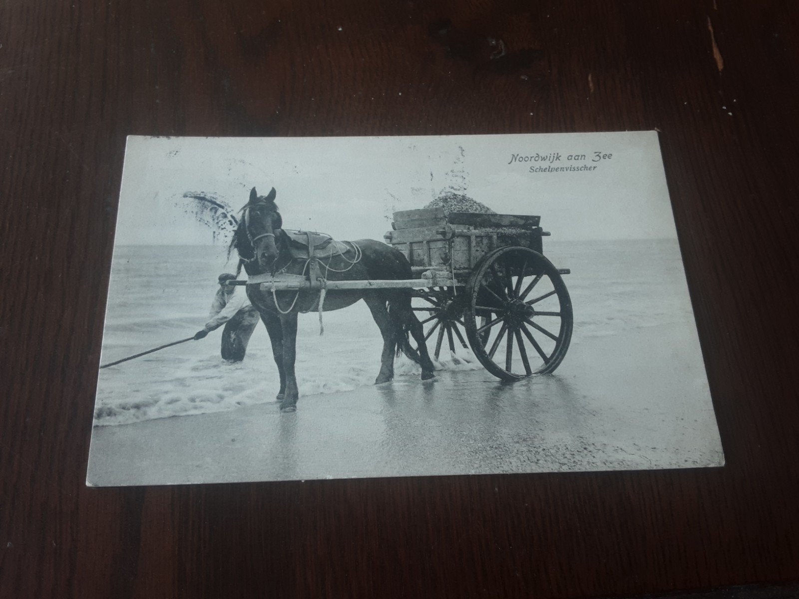 oude kaart Noordwijk aan Zee schelpenvisser, Ophalen of Verzenden, Zuid-Holland