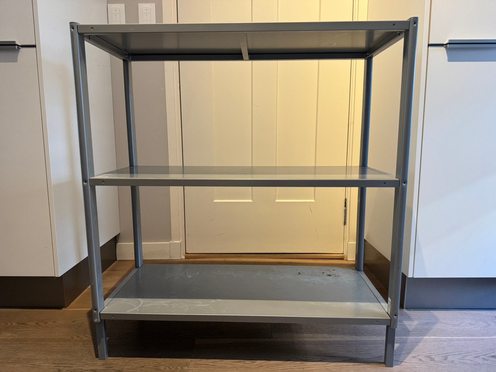 IKEA metalen stellingkast 92cm grijs, Ophalen, Gebruikt