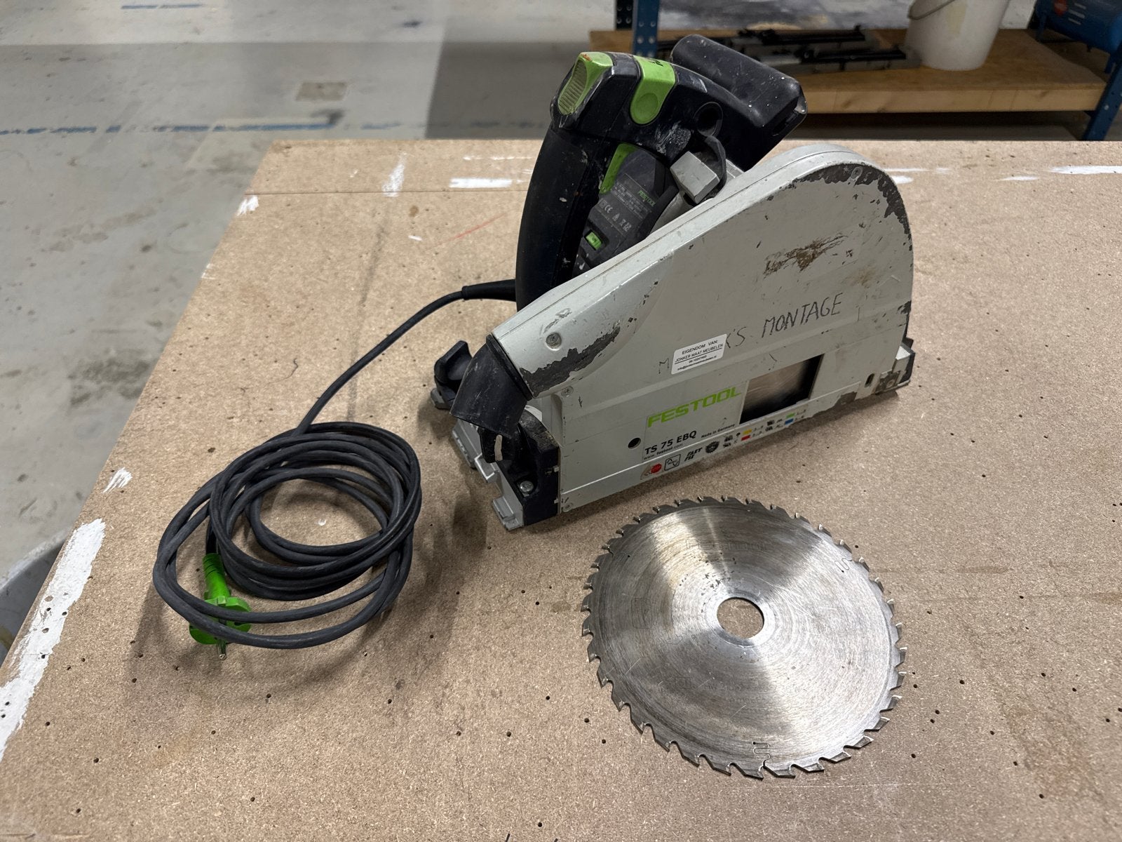 Festool invalzaag TS 75 EBQ met 2 zaagbladen, Doe-het-zelf en Verbouw, Gereedschap | Zaagmachines, Ophalen, Gebruikt, Invalzaag