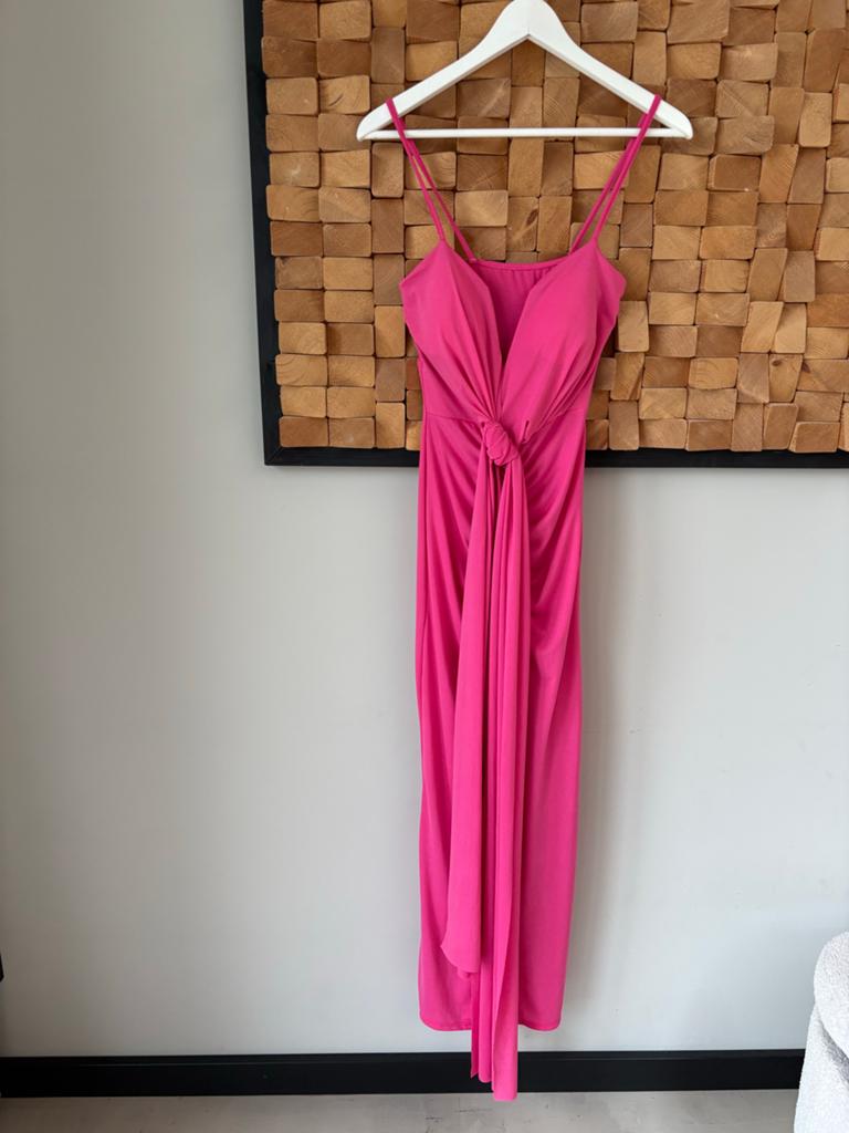 Fel roze maxi jurk met split| gala | bruiloft |maat 36, Galajurk, Nieuw, Ophalen of Verzenden, Roze
